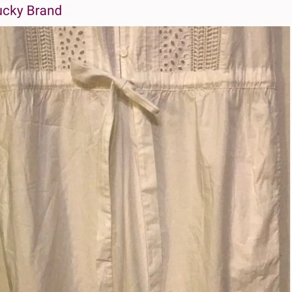 Lucky Brand White Eyelet Tie-Waist Midi Dress - Picture 15 of 15